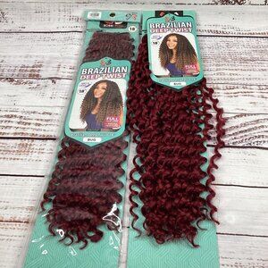 2 Packs Burgundy 18” Brazilian Deep Twist Crochet Braiding Synthetic Goddess